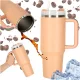Termikus bögre szívószállal és fogantyúval termosz 1200ml por rózsaszínű