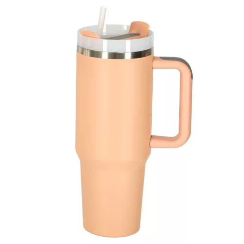 Termikus bögre szívószállal és fogantyúval termosz 1200ml por rózsaszínű