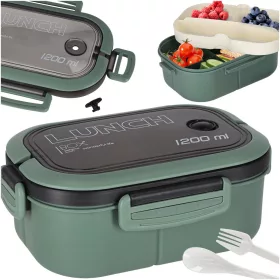 Ebéddoboz reggeliző doboz rekeszekkel osztott 1200ml zöld
