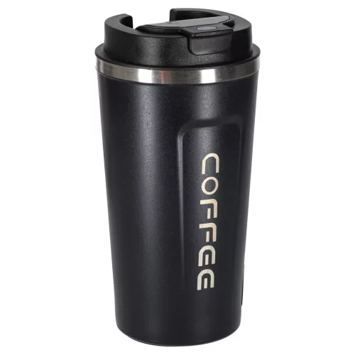 Termikus bögre szájkosárral LED termosz 500ml fekete