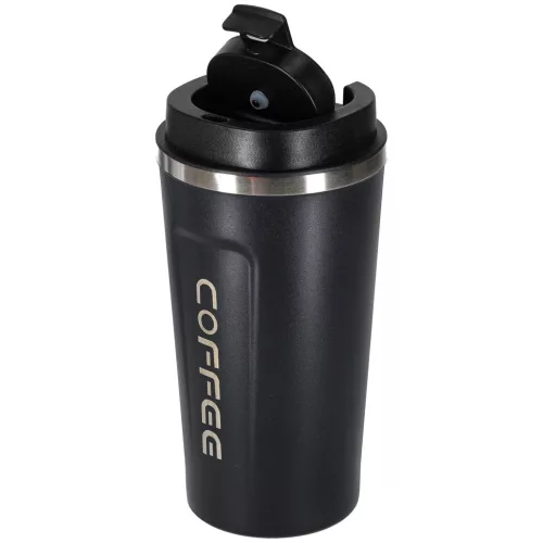 Termikus bögre szájkosárral LED termosz 500ml fekete