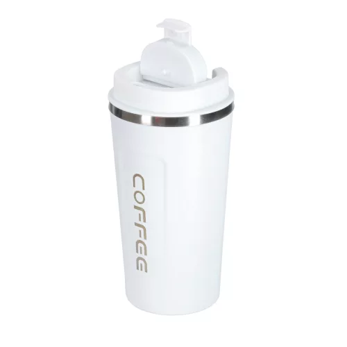 Termikus bögre szájkosárral LED termosz 500ml fehér