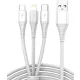OEM USB 3in1 micro USB, USB-C, villám kábel 1m fehér