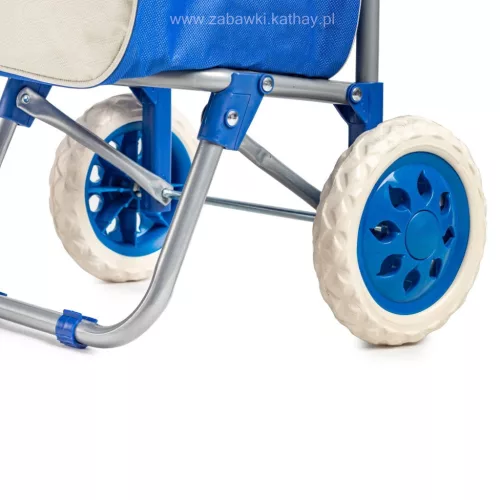 Kék bevásárlókocsi kerekeken