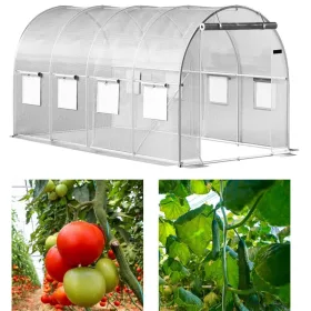 Fehér fóliás kerti alagút üvegház fólia 6x3x2m 18m2