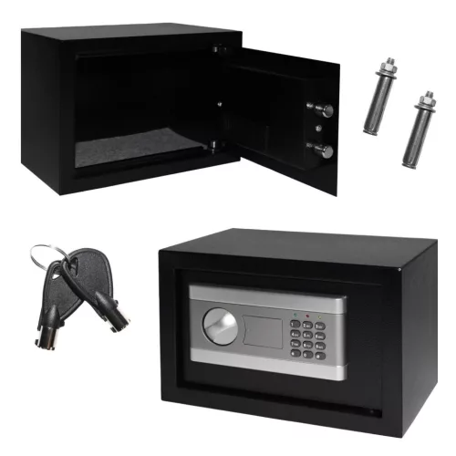 Elektronikus zárral ellátott otthoni széf kulccsal vagy kóddal XL 31x20x20 cm