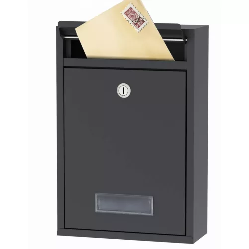 Postaláda levelekhez, újságokhoz, szórólapokhoz, kulccsal, antracit ablakkal