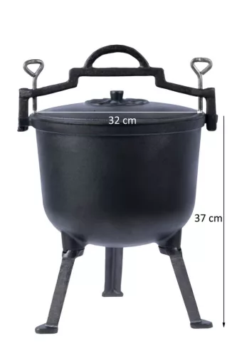 Vadászüst, öntöttvas, magyar fazék tábortűzhöz, grillhez, 10l