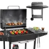 Nagy faszenes kerti grill ráccsal és fedéllel, hamutartóval, hőmérővel