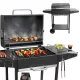 Nagy faszenes kerti grill ráccsal és fedéllel, hamutartóval, hőmérővel