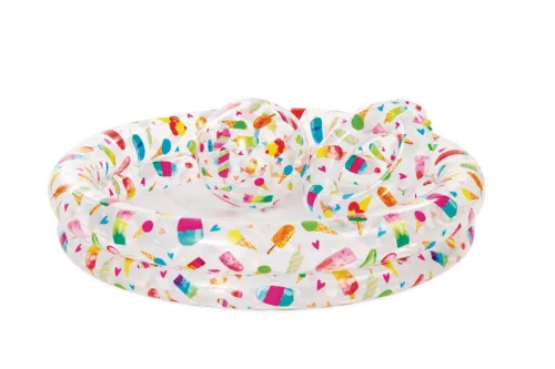 Felfújható kerti medence szett ICE CREAM 122x25cm + labda + kerék INTEX 59460