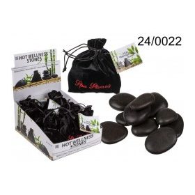 9 kőből álló készlet masszázshoz, Fűtéshez, Fekete