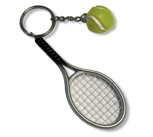 Teniszjátékos kulcstartó - teniszütő labdával