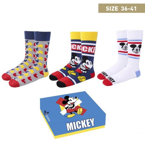 3 pár Mickey Mouse zokni, 36-41 méretben