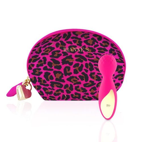 Mini pálca vibrátor + kozmetikai táska - rózsaszín