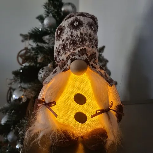 Szürke álló gnóm  LED-del