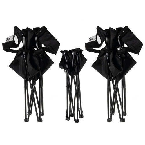 2 darabos összecsukható horgászszék és turistaasztal szett, Trizand, fekete, 80x54x52cm, 46x46x45cm