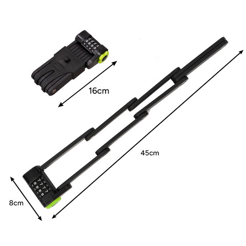 Összecsukható kerékpárzár, számzáras lakat