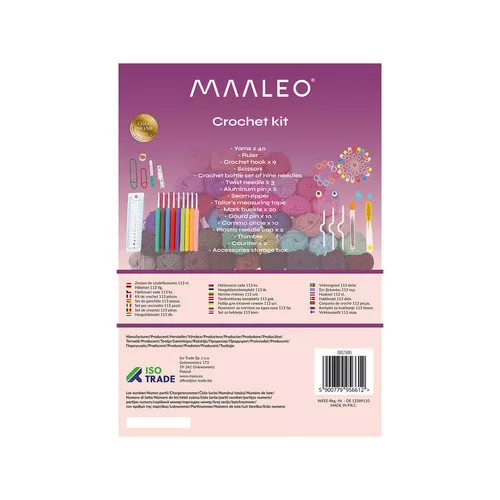 Maaleo XXL horgolókészlet 113 elemmel, utazótáskával