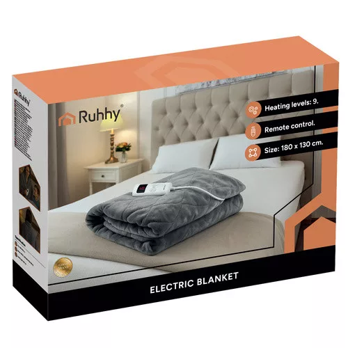Elektromos takaró 180 x 130 cm, 6 üzemmód, távirányító, termosztát, 85 W, levehető kábel, fekete
