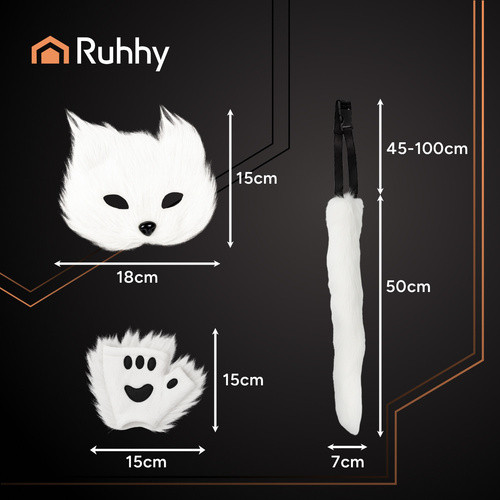 4 részes macska/róka jelmez, fehér, Ruhhy 26249