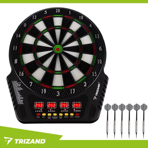 Elektronikus darts játék, 4 LED kijelző, 1-16 játékos számára, 6 darts, hangok, tábla 43x51,5 cm