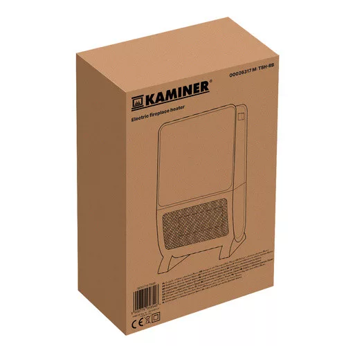 Elektromos radiátor, Kaminer, 3D kandallóhatással, fekete, távirányítóval