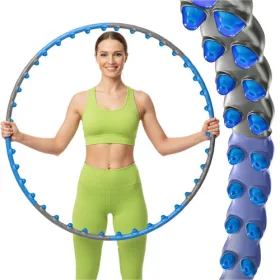   Fitness karika, 110 cm átmérő, 8 összekapcsolt szegmens, rugalmas, polietilén, kék, fekete