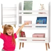 Könyvespolc gyerekszobához, 3 polc, max. 60 kg, 4 láb, 95 x 15 x 50 cm, fehér MDF