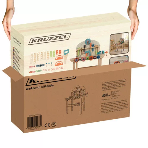 3 az 1-ben munkapad gyerekeknek, különféle eszközökkel, 78.5x29.7x59.5 cm, MDF fa/PP