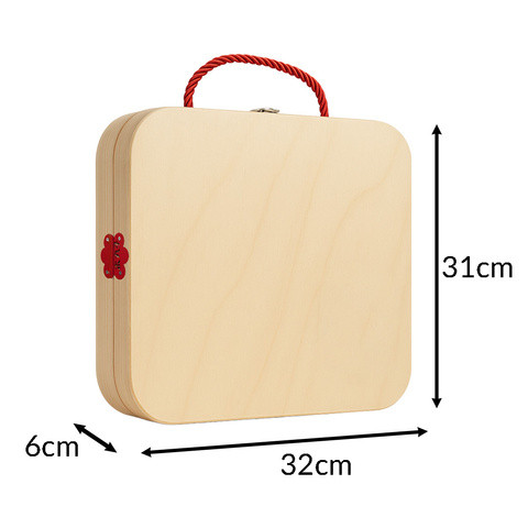 Fából készült szerszámosláda gyerekeknek, barkácskészlet + szerszámok, építőállatok, robotjárművek