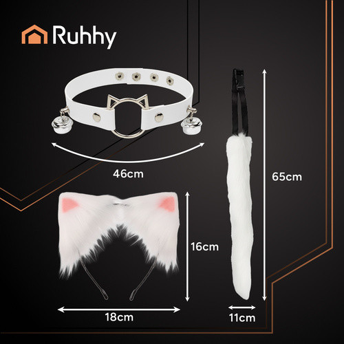 3 részes macska/róka jelmez, fehér, Ruhhy 26584