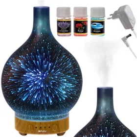   Ultrahangos légnedvesítő, aromaterápiás diffúzor, 7 színű környezeti lámpa, 200 ml