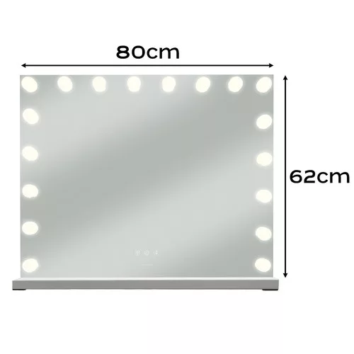 LED kozmetikai tükör, 80x62 cm, fényerőszabályozás, érintőpanel, 10x nagyítású kiegészítő tükör