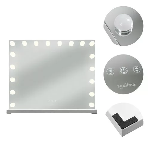LED kozmetikai tükör, 80x62 cm, fényerőszabályozás, érintőpanel, 10x nagyítású kiegészítő tükör