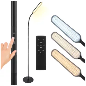   Izoxis LED állólámpa, 180 cm, fekete, távirányítóval, 12W, 3 fényszín