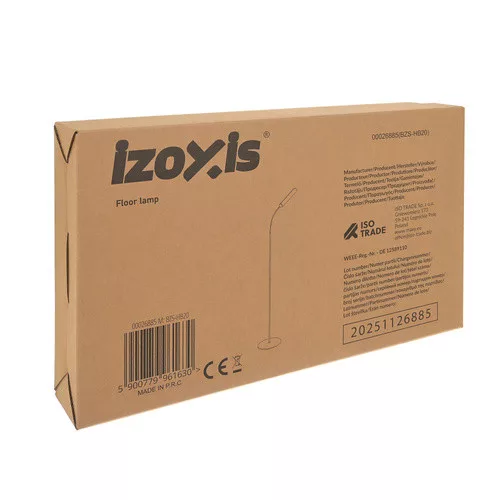 Izoxis LED állólámpa, 180 cm, fekete, távirányítóval, 12W, 3 fényszín