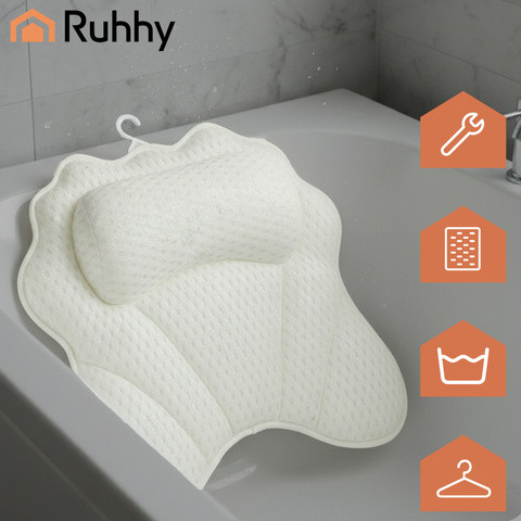 Kényelmes fürdőkád párna, tapadókorongtartó, 43 x 40 cm, fehér szín