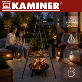 Állványos kerti grill 167x58cm Kaminer