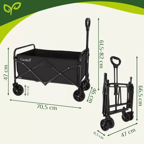 összecsukható kerti kocsi 90L 100kg kerekeken szállításhoz  69x45x49cm