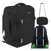 Trizand hátizsák 40x25x20cm, 20L, fekete, 2in1 hátizsák/táska, kézipoggyász