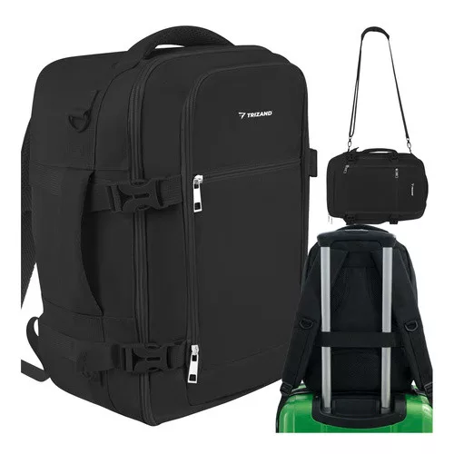 Trizand hátizsák 40x25x20cm, 20L, fekete, 2in1 hátizsák/táska, kézipoggyász