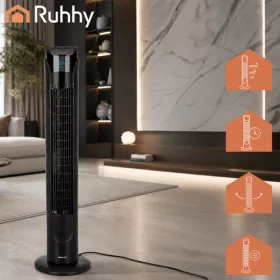 90 cm-es fekete oszlopventilátor + Ruhhy távirányító