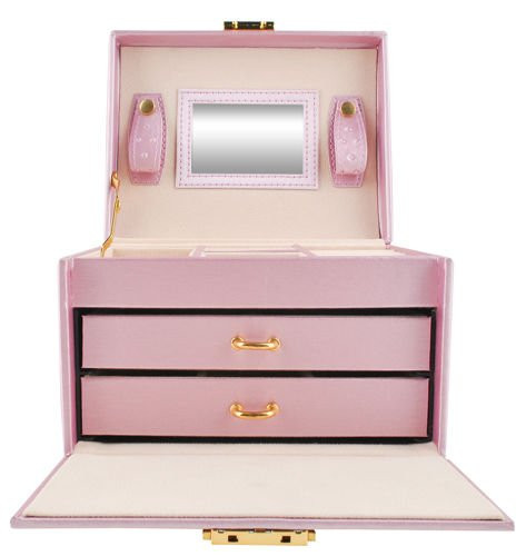 ékszeres doboz - rózsaszín 17,5x13,8x13,5 cm