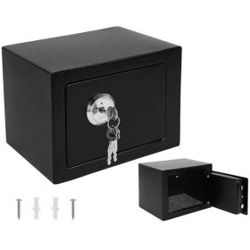   Iso fém otthoni / irodai széf kulcsos zárral, 170 x 230 x 170 mm, fekete
