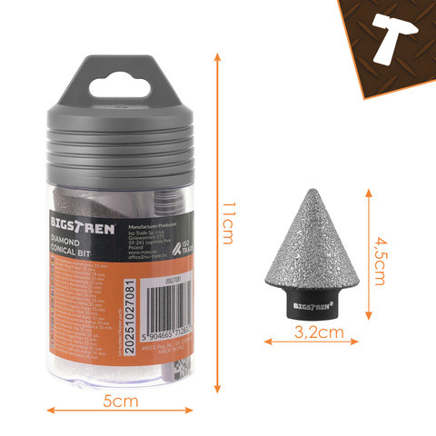 Kúpos lyukmaró gyémánt bevonattal, m14 2-35 mm