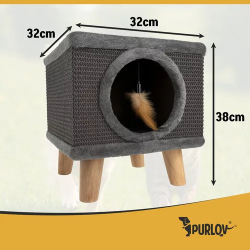 Loc de odihnă și stâlp de zgâriat și grajd Purlov pentru pisici