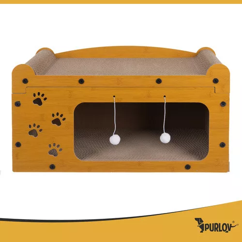 Arborele pentru pisici, 3 în 1, 2 niveluri, 29,5 x 56 x 27 cm, lemn