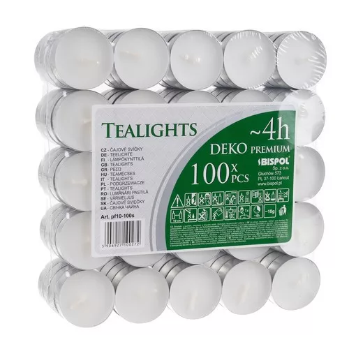Gyertyák / tealámpák 4h - 100 db-os készlet