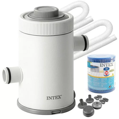 Intex 26602 Hydro Aeration medence szűrőszivattyú, szűrőteljesítmény 1250 l/h, alkalmas keretes medencékhez, átmérőig 305 cm, kompatibilis H típusú patron szűrő